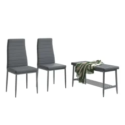 Sitzbank und Stuhl Grand Grau 85 x 46.5 cm 3-teiliges Set Vicco