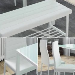 Sitzbank und Stuhl Grand Weiß 85 x 46.5 cm 3-teiliges Set Vicco