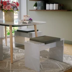 Sitzbank Viola Weiß 90 cm für Schminktisch Vicco