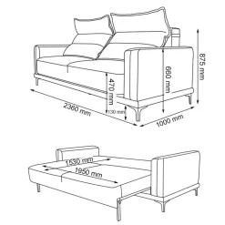 Sofa Caprioli Anthrazit 236 cm Vitalispa