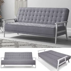 Sofa Dion Grau 202 cm mit Klappfunktion Vitalispa