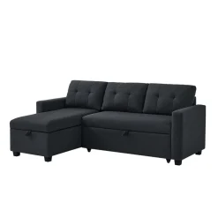 Sofa L Form Campina Anthrazit 226 x 163 cm mit Schlaffunktion Vitalispa
