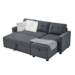 Sofa L Form Campina Grau 226 x 163 cm mit Schlaffunktion Vitalispa