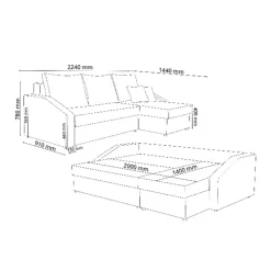 Sofa L Form Ecksofa Beige 224 x 144 cm inkl. Stauraum Vitalispa