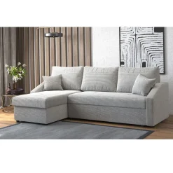 Sofa L Form Ecksofa Beige 224 x 144 cm inkl. Stauraum Vitalispa