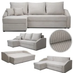 Sofa L Form Ecksofa Beige 224 x 144 cm inkl. Stauraum Vitalispa