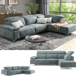 Sofa L Form James Grau 218 x 301 cm Rechte Ecke Vitalispa