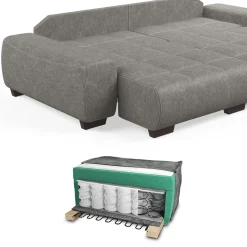 Sofa L Form Perry Grau 260 x 120 cm Vitalispa