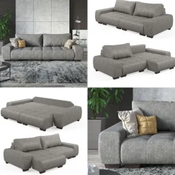 Sofa L Form Perry Grau 260 x 120 cm Vitalispa