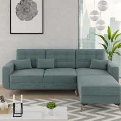 Sofa L Form York Blau 260 x 96 cm Vitalispa
