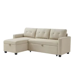 Sofa L-Form Campina Beige 226 x 163 cm mit Schlaffunktion Vitalispa