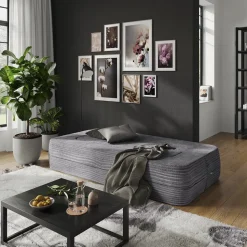 Sofa Lille Grau 190 cm mit Schlaffunktion Vitalispa