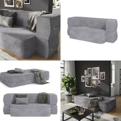 Sofa Lille Grau 190 cm mit Schlaffunktion Vitalispa