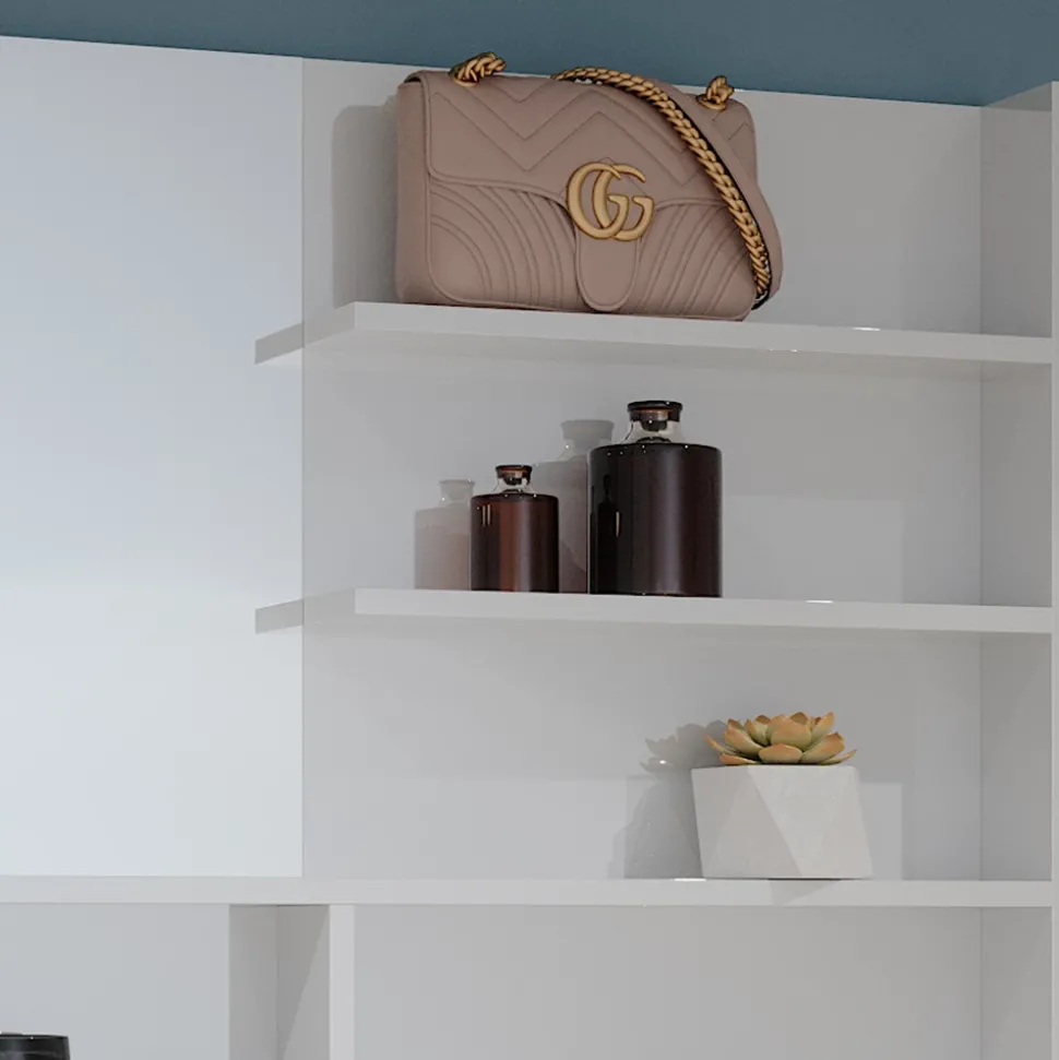 Spiegelregal Weiß Hochglanz 119.8 x 70 cm mit offenen Fächern Vicco