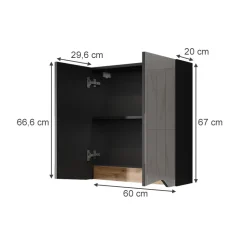 Spiegelschrank Marelle Anthrazit/Artisan 60 x 67 cm mit höhenverstellbarem Einlegeboden Vicco