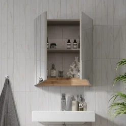 Spiegelschrank Marelle Greige 60 x 67 cm mit höhenverstellbarem Einlegeboden Vicco