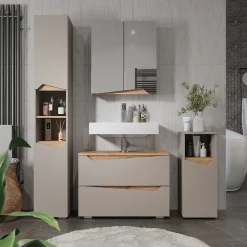 Spiegelschrank Marelle Greige 60 x 67 cm mit höhenverstellbarem Einlegeboden Vicco