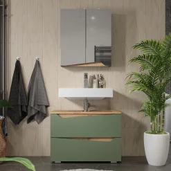 Spiegelschrank Marelle Grün/Artisan 60 x 67 cm mit höhenverstellbarem Einlegeboden Vicco