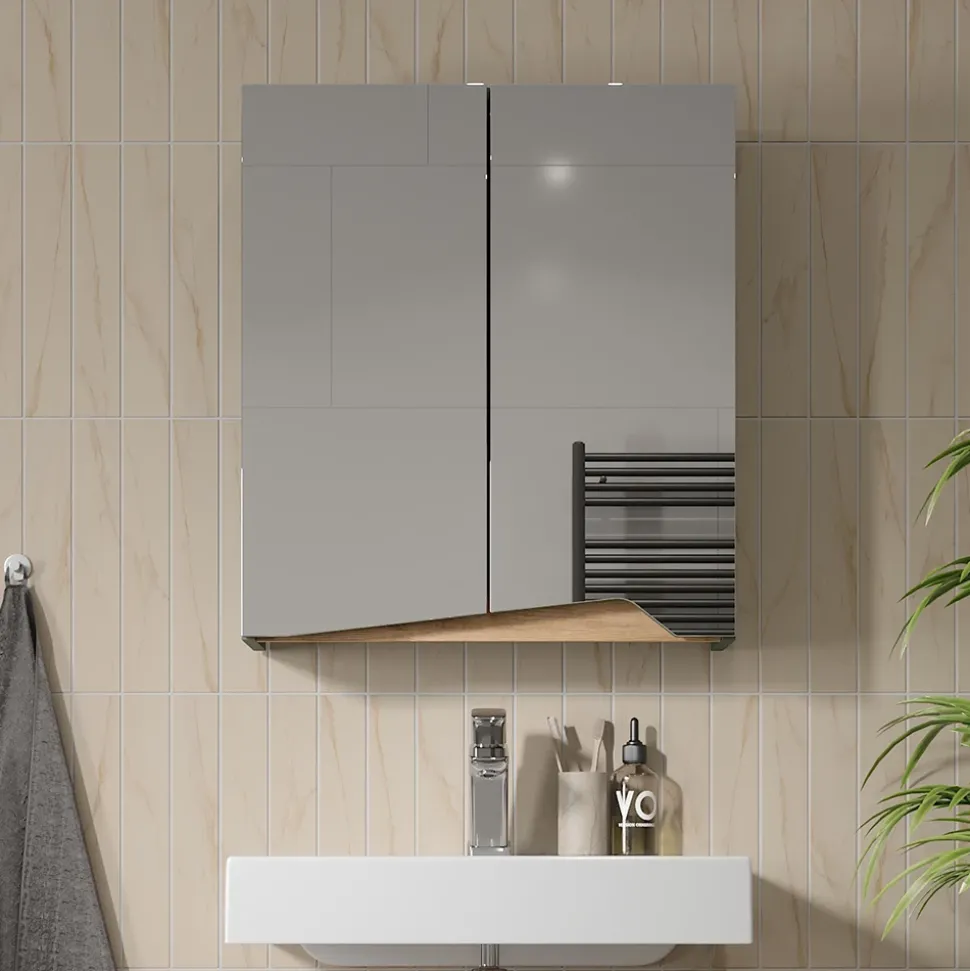 Spiegelschrank Marelle Grün/Artisan 60 x 67 cm mit höhenverstellbarem Einlegeboden Vicco