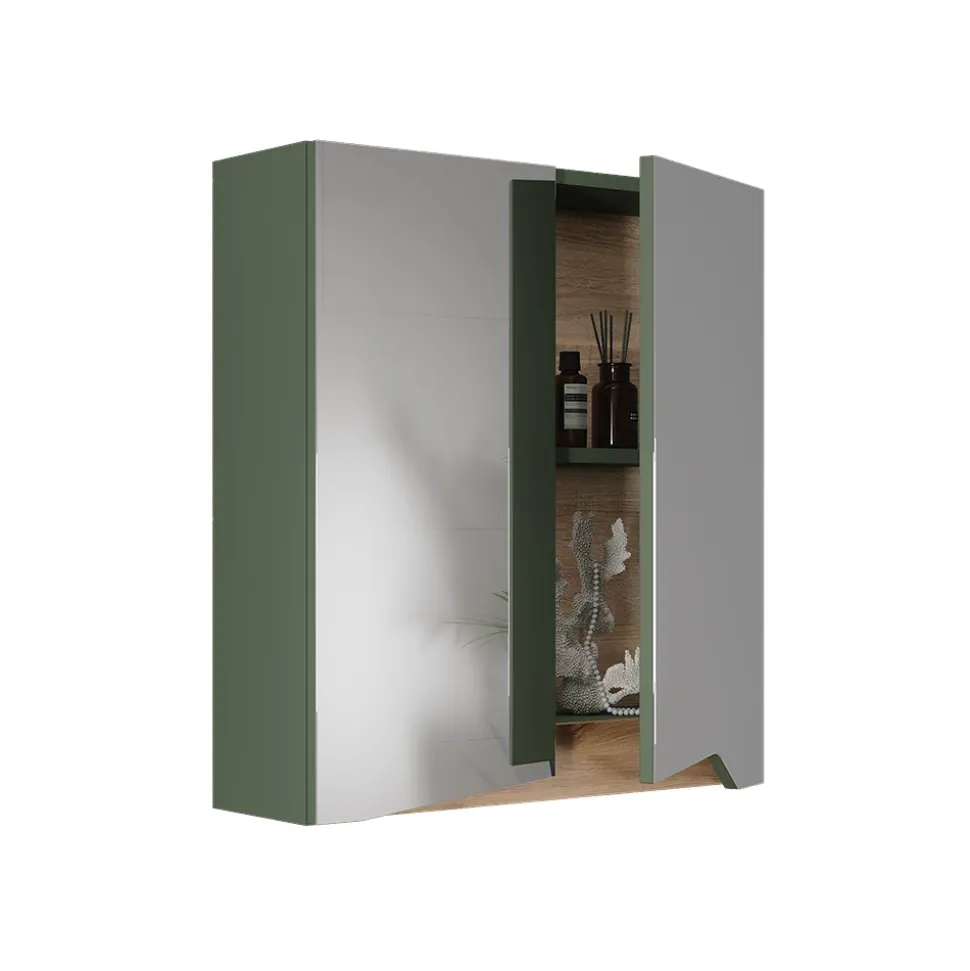 Spiegelschrank Marelle Grün/Artisan 60 x 67 cm mit höhenverstellbarem Einlegeboden Vicco