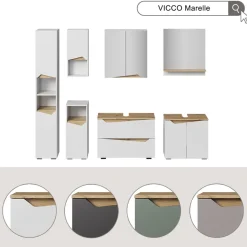 Spiegelschrank Marelle Grün/Artisan 60 x 67 cm mit höhenverstellbarem Einlegeboden Vicco