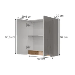 Spiegelschrank Marelle Weiß/Artisan 60 x 67 cm mit höhenverstellbarem Einlegeboden Vicco