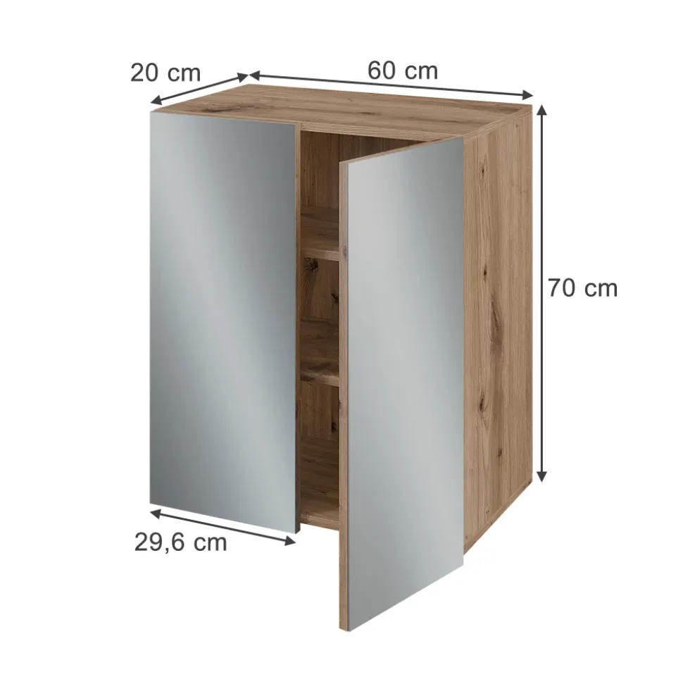 Spiegelschrank Takumi Artisan 60 x 70 cm mit 3 geschlossenen Ablagefächern Vicco