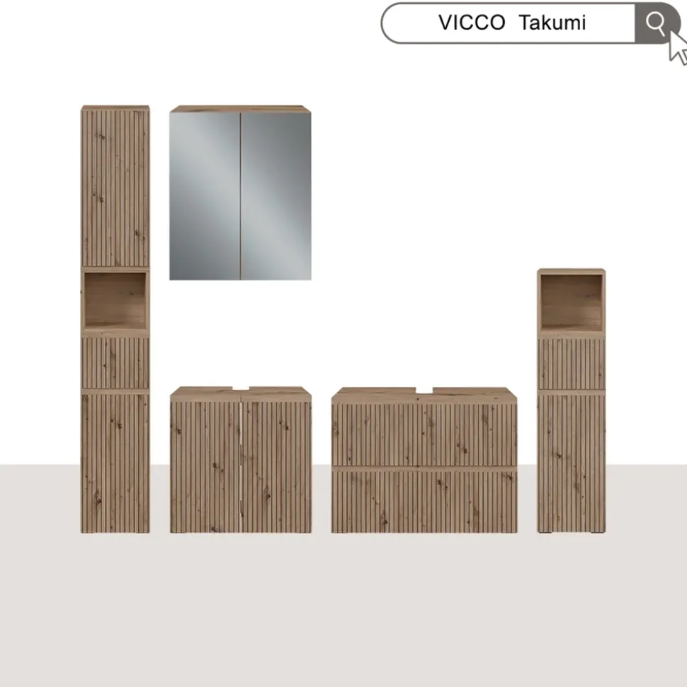 Spiegelschrank Takumi Artisan 60 x 70 cm mit 3 geschlossenen Ablagefächern Vicco