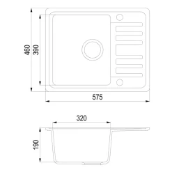 Spülbecken Beige 57.5 x 46 cm mit Trockenplatz Bergström