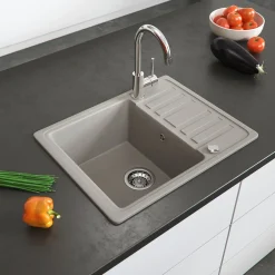 Spülbecken Beige 57.5 x 46 cm mit Trockenplatz Bergström