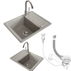 Spülbecken Beige 57.5 x 46 cm mit Trockenplatz Bergström