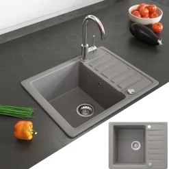 Spülbecken Beton 57.5 x 46 cm mit Trockenplatz Bergström