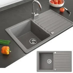 Spülbecken Beton 76.5 x 46 cm mit Trockenplatz Bergström