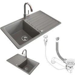 Spülbecken Beton 76.5 x 46 cm mit Trockenplatz Bergström