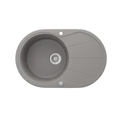 Spülbecken Beton 78 x 50 cm Rund mit Trockenplatz Bergström