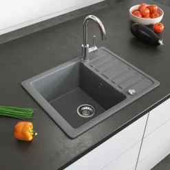 Spülbecken Grau 57.5 x 46 cm mit Trockenplatz Bergström