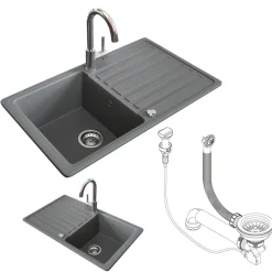 Spülbecken Grau 76.5 x 46 cm mit Trockenplatz Bergström