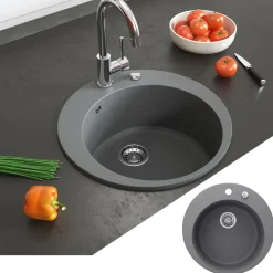 Spülbecken Grau 50.5 x 50.5 cm Rund Bergström