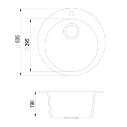 Spülbecken Grau 50.5 x 50.5 cm Rund Bergström