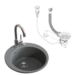 Spülbecken Grau 50.5 x 50.5 cm Rund Bergström