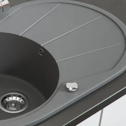 Spülbecken Grau 78 x 50 cm Rund mit Trockenplatz Bergström