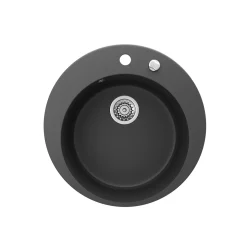 Spülbecken Schwarz 50.5 x 50.5 cm Rund Bergström