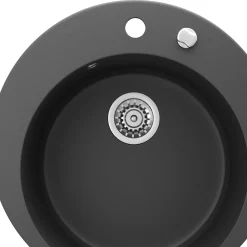 Spülbecken Schwarz 50.5 x 50.5 cm Rund Bergström