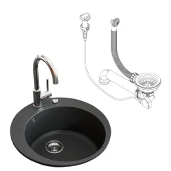 Spülbecken Schwarz 50.5 x 50.5 cm Rund Bergström