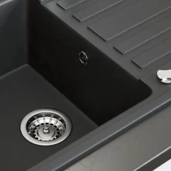 Spülbecken Schwarz 76.5 x 46 cm mit Trockenplatz Bergström