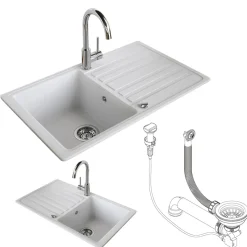 Spülbecken Weiß 76.5 x 46 cm mit Trockenplatz Bergström