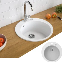 Spülbecken Weiß 50.5 x 50.5 cm Rund Bergström