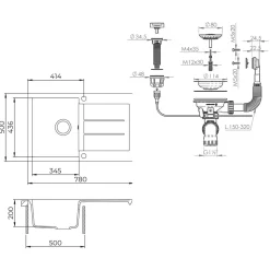 Spülbecken Kapstadt Schwarz 78 x 50 cm Bergström