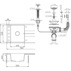 Spülbecken Kyoto Schwarz 78 x 50 cm Bergström