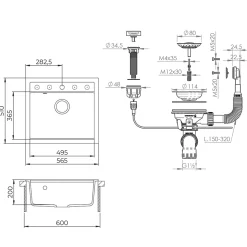 Spülbecken Paris Beton 57 x 51 cm Bergström